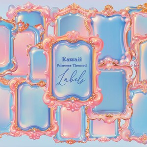 Kawaii Prinzessin-Themed Etiketten, Girly Tags, Aufkleber Japanische Kokette Rahmen, Clipart, Transparente hohe Qualität, Schule Basteln Aufkleber Lieferungen