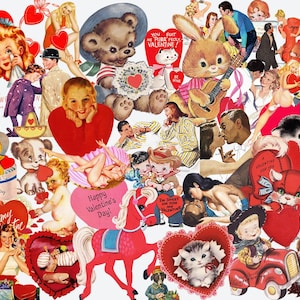 Plus de 100 cliparts vintage pour la Saint-Valentin, imprimables vintage Saint-Valentin, Pin Up Girls, Junk Journal, Stickers rétro, Scrapbooking, Lovers