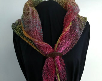 Handwoven Stylish Shawl-Waist Warmer Triangular with Hand-Spun Wool