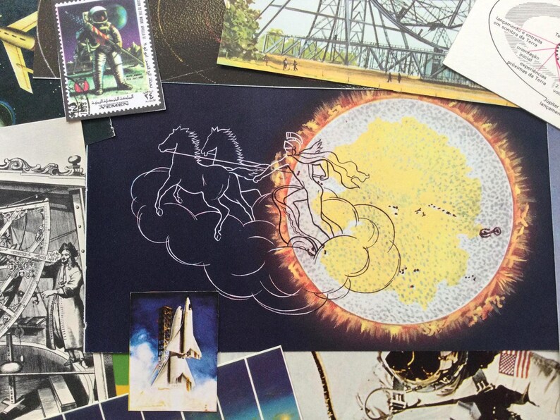 Vintage Astronomy Collage Kit, Space Ephemera Pack, Astronauts ...