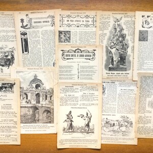 Páginas de almanaque antigo, Almanaque de 1919, arte alterada, fabricação de cartões, diário de lixo. Conjunto de 11 páginas de livro originais