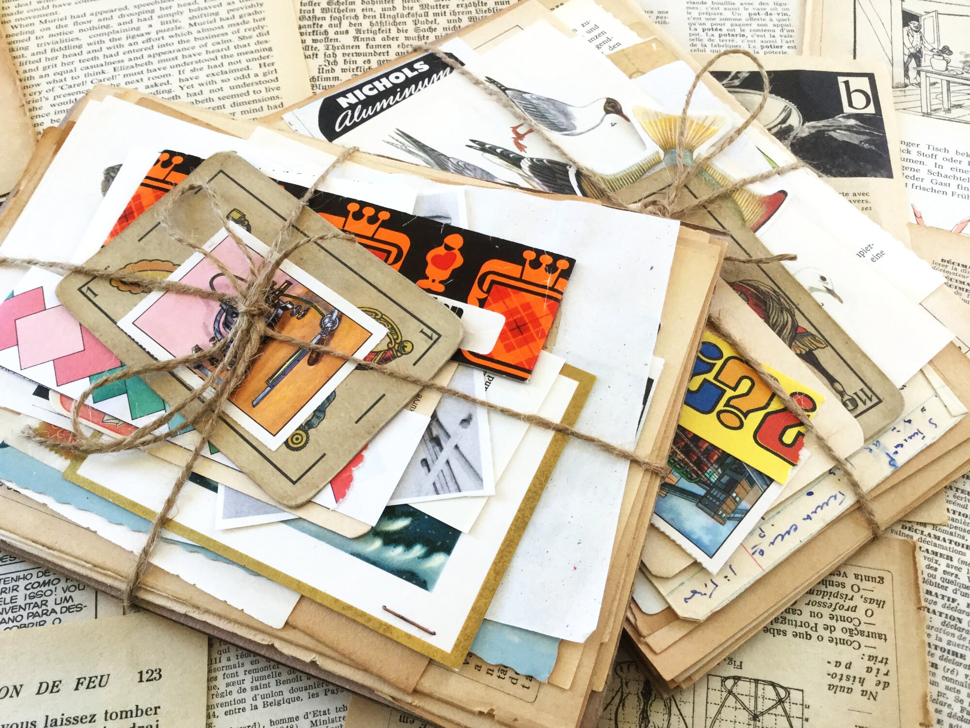 Mini Junk Journal Collage Kit - Book Style Paper Ephemera Pad, Journaling  Supplies - Printed Heron