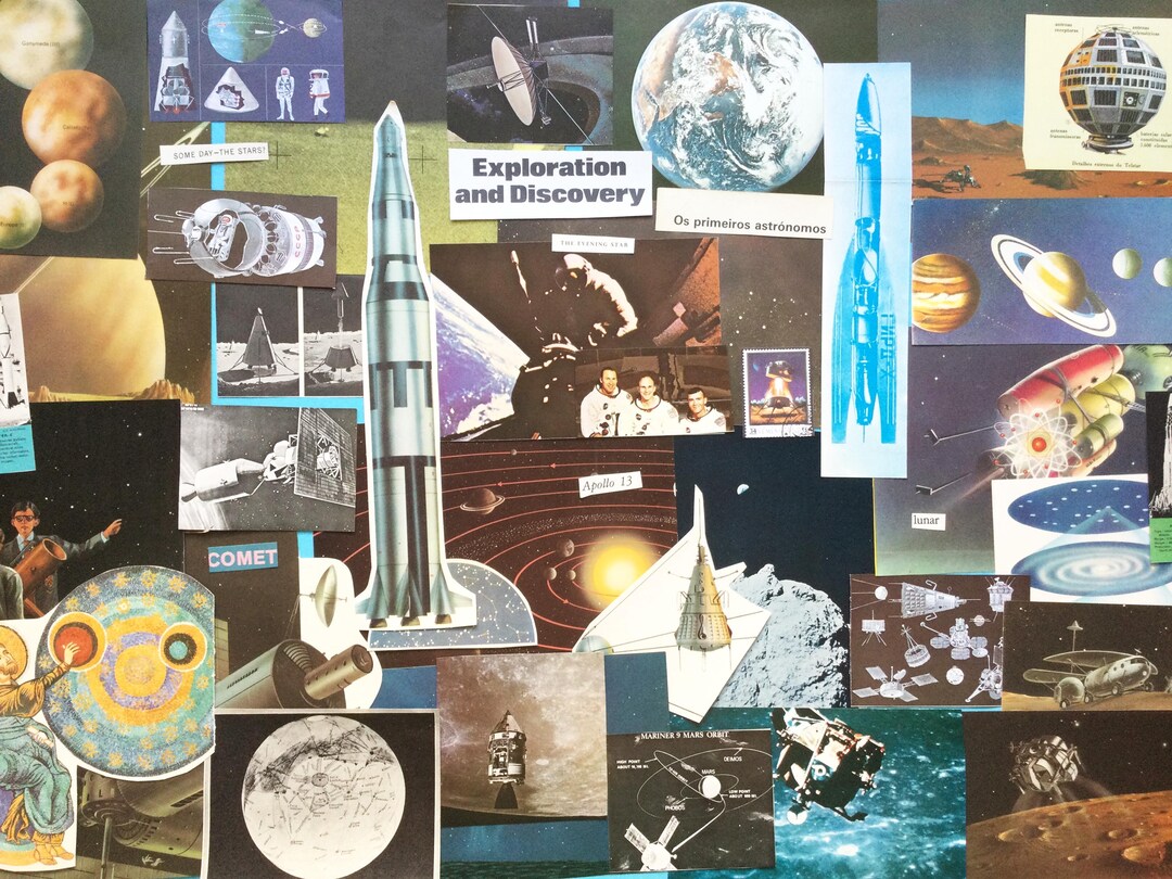 Astronomy Collage Kit, Vintage Ephemera Pack, Space Art, Astronaut ...
