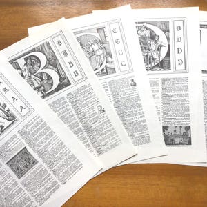 Alfabeto ilustrado, letras antigas para diários de sucata, colagens ou materiais para scrapbooking.