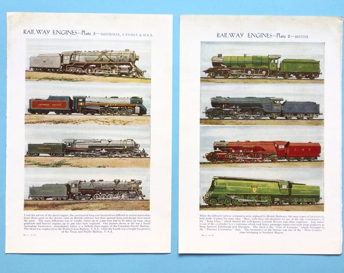 Vintage Train Engine Posters, Steam Trains, Railway Locomotives, Train ...