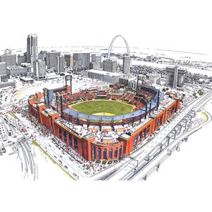 St Louis Cardinals – Busch Stadium LIMITED EDITION Pen and Ink and Watercolor Art Print by John Stoeckley