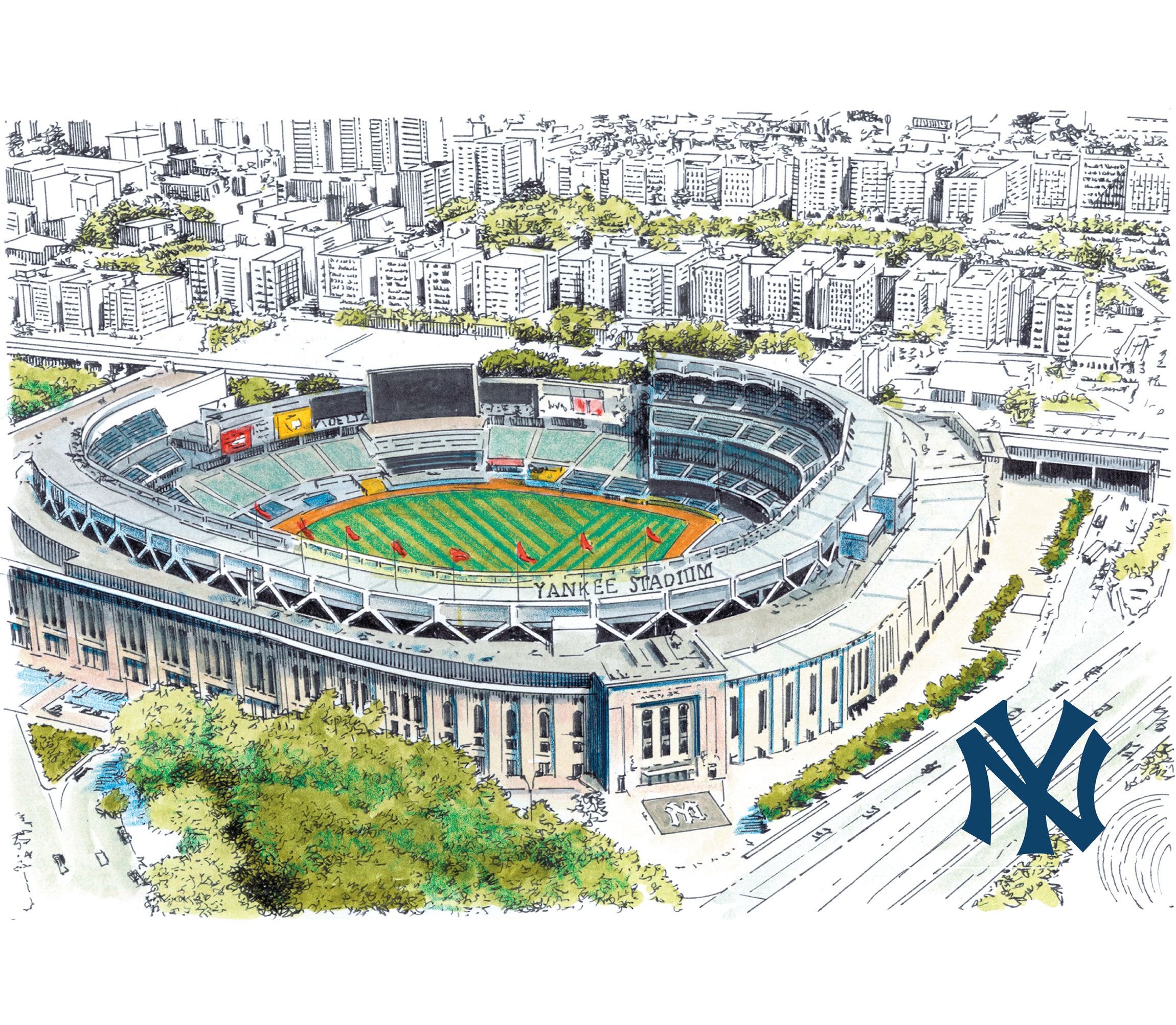 New York Yankees Yankee Stadium LIMITED EDITION Pen and Ink - Etsy