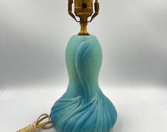 Zeldzame Van Briggle Pottery Lotus Lamp Ming matblauw turkoois