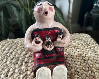 Vintage Pueblo Storyteller Pottery Figurine – Native American Southwest Unsigned