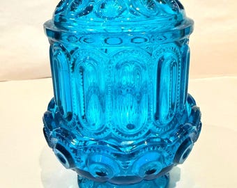 LE Smith Moon Stars Fairy Lamp Colonial Blue UV Reactive Glass Callout
