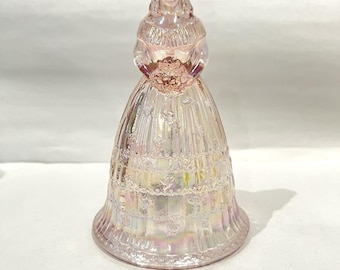 Wheaton Pink Carnival Glass Colonial Woman Bell Southern Belle Figural 6.25"