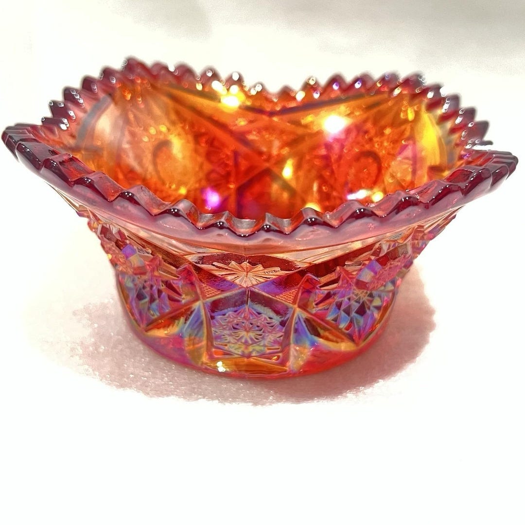 Red Carnival Glass Bowlnull