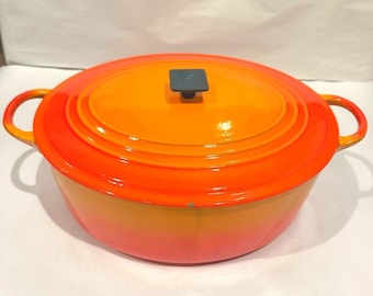 Pentola ovale in ghisa smaltata Le Creuset, misura G, 6,75 litri, Francia, anni '50