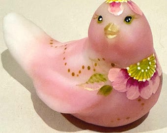 Fenton Rosalene Satin Glass Song Bird LE 60 Handbemalt Signiert D Robinson