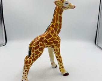 Vintage Europees keramisch girafbeeldje 9" handgeschilderd MCM-decor