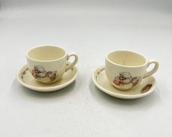 Wedgwood Mrs Tiggy-Winkle kop en schotel set 2 Beatrix Potter England Vintage AS IS