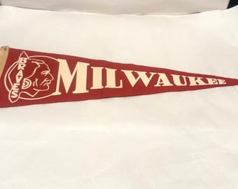 1950s Milwaukee Braves Full Size Felt Pennant MLB Baseball Indian Chief Logo