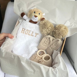 Unisex Baby-Geschenk-Set, Baby-Geschenk für Jungen, Neugeborenen Löwen-Geschenk-Set, Baby-Geschenk, Baby-Dusche-Geschenk, Baby, personalisierte Baby-Tröster