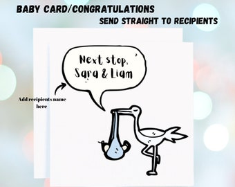 Personalised Baby Announcement Card, Pregnancy card, Parents to be card, Baby boy/girl on the way card, card for new parents.