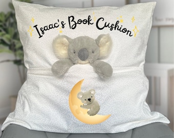 Children's Reading Cushion, Personalised gift, Cushions for kids, Children's, Koala Soft toy Reading Gift, children's room decor