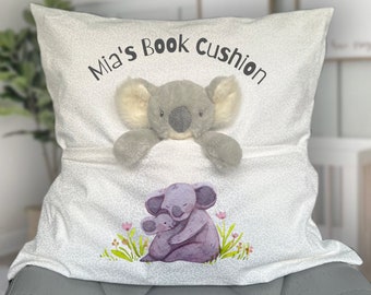 Children's Reading Cushion, Personalised Cushions, Children's, Koala Soft toy Reading Gift