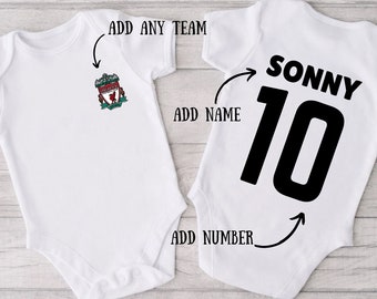 Body baby foot, body baby foot, nouveauté bébé, cadeau bébé garçon, gilet bébé fille, body, pyjama du club de football, nom personnalisé