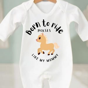 Born To Ride Horses baby sleepsuit, new Baby, Baby Boy gift, Baby Girl Vest