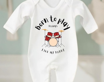 Born To Play drums like my daddy baby body suit, newborn Baby, Baby Boy gift, Baby Girl Vest