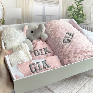 Baby Girl pink baby hamper, Gift set, personalised pink baby hamper, baby shower gift box, baby blanket set, newborn baby girl gift