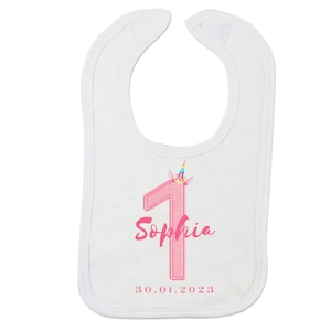 Personalised 1st Birthday Bib, birthday keepsake, personalised birthday gift, girls birthday present, girls birthday bib, first birthday