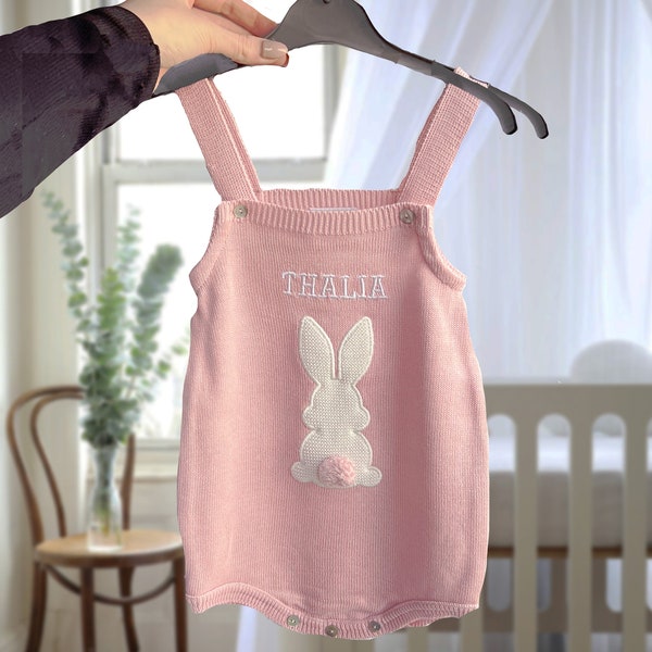 Personalized Easter girl Outfit, Easter cute bunny romper, 1st Easter baby girl outfit, baby girl Easter bunny outfit, Easter bunny birthday