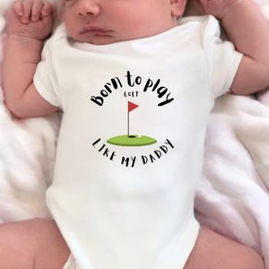 Born To Play Golf baby body suit, Custom baby gift for golfing fan, Baby Gift, Baby Boy gift, Baby Girl, Golfing gift, Born to play golf