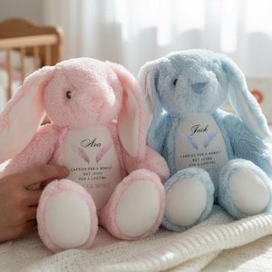 Personalisierte Baby Verlust Häschen Kuscheltier | Fehlgeburt Teddy-Denkmal Andenken | Trauer Geschenk | Verlust von Baby Comfort Plüschtier, Engelbaby