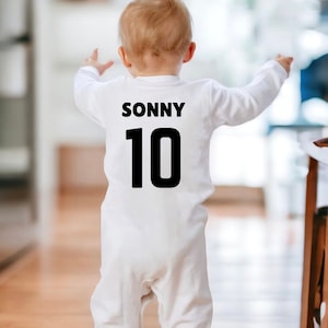 Traje de dormir de fútbol para bebé, body de fútbol para bebé, nuevo bebé, regalo para bebé niño, chaleco para niña, mono, traje de dormir de club de fútbol, nombre personalizado
