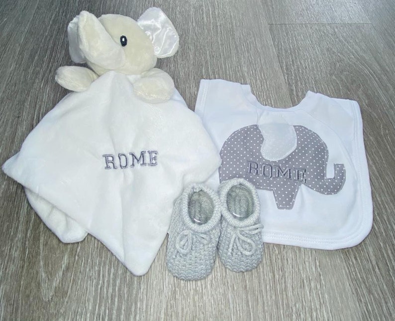 Baby gift set, baby hamper, baby boy gift, newborn gift, Personalised baby gift, personalised baby comforter image 1