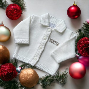 Personalised Knitted Baby Gift, Baby Cardigan , Name Reveal Baby Cardigan, Baby Gifts, Newborn Baby Gift, Baby Shower Gift