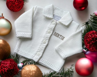 Personalised Knitted Baby Gift, Baby Cardigan , Name Reveal Baby Cardigan, Baby Gifts, Newborn Baby Gift, Baby Shower Gift