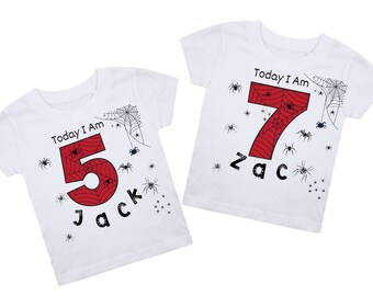 Personalised Birthday Spidey T-shirt, Any Age Any Name, Boys spider birthday top,