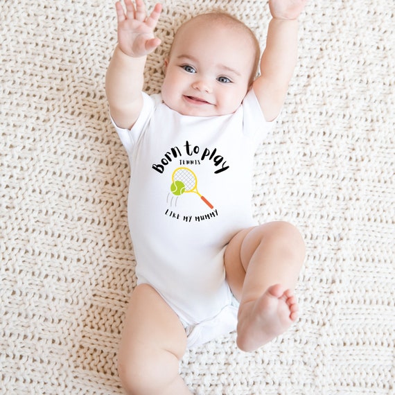 Born to Play Tennis Baby Body Suit New Baby Baby Boy Gift Baby