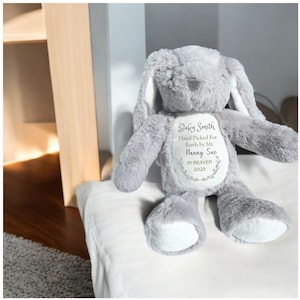 Personalised Grandparent Memory Teddy for New Baby, Nanny Memorial Teddy, Grandad in Heaven Bunny, Sent from Heaven Gift
