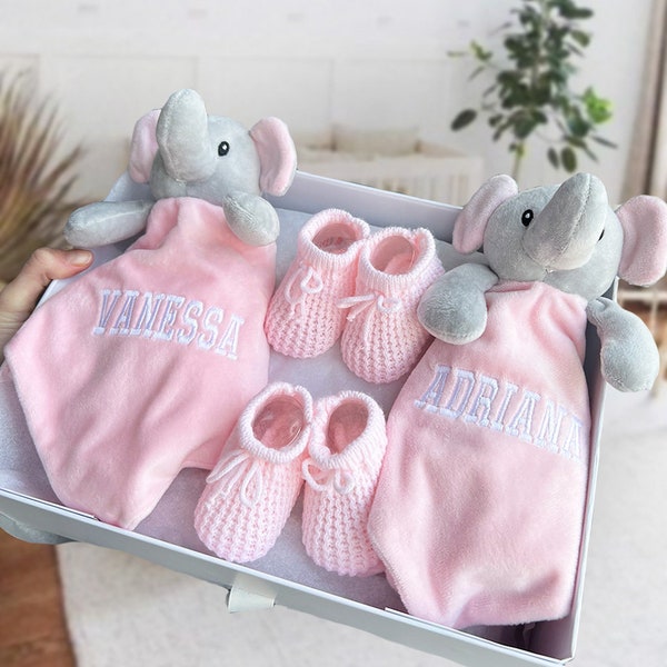 Baby Girl Twin Gift set Box, Elephant Baby Gift, Baby Gift Hamper, twin baby shower, twin baby girl, twin baby boy, personalised twins gift