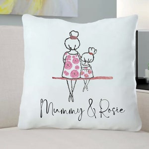 Moeder en ik kussen, cadeau voor mama, moederdagcadeau, gepersonaliseerd moedercadeau, wit gepersonaliseerd mummiecadeau, gepersonaliseerd kussen