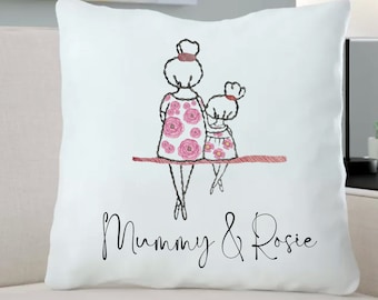 Mother and me Cushion, Gift for mum, mothers day gift, personalised mum gift, White personalised mummy gift, personalised cushion