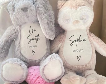 Personalised Soft toy bunny for Newborn, Baby Gift, Birth Gift, Custom name, Bunny Rabbit, Gifts for Grandchildren, Gifts for baby