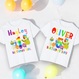 Super einfaches Monster Geburtstag kundenspezifisches T-Shirt, jedes Alter jeder Name, Jungen-Geburtstagsoberteil, Mädchen-Geburtstagsoberteil