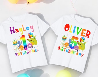Super Simple Monster Birthday Custom T-shirt, Any Age Any Name, Boys birthday top, Girls birthday top