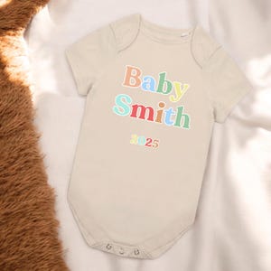 Personalised Surname Baby Grow, Personalised baby vest, New Baby, Baby Boy gift, Baby Girl Vest, baby announcement vest, baby announcement.
