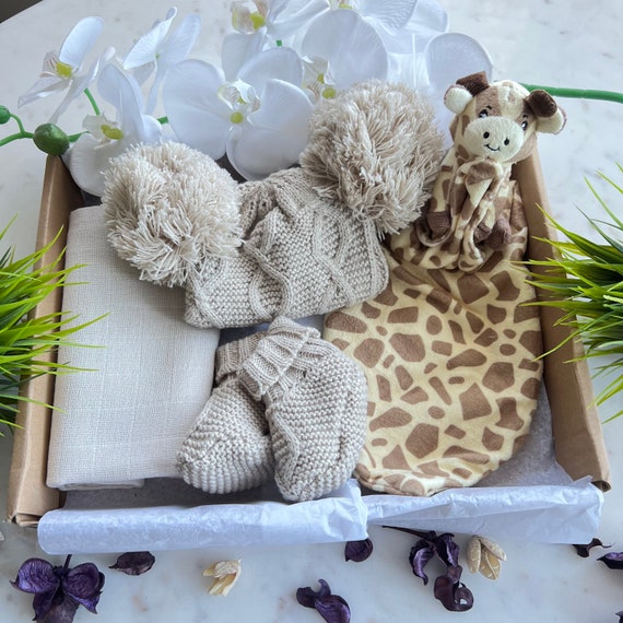 Regalos para bebés, artículos esenciales para recién nacidos, caja de regalo  para bebés, edredón de jirafa