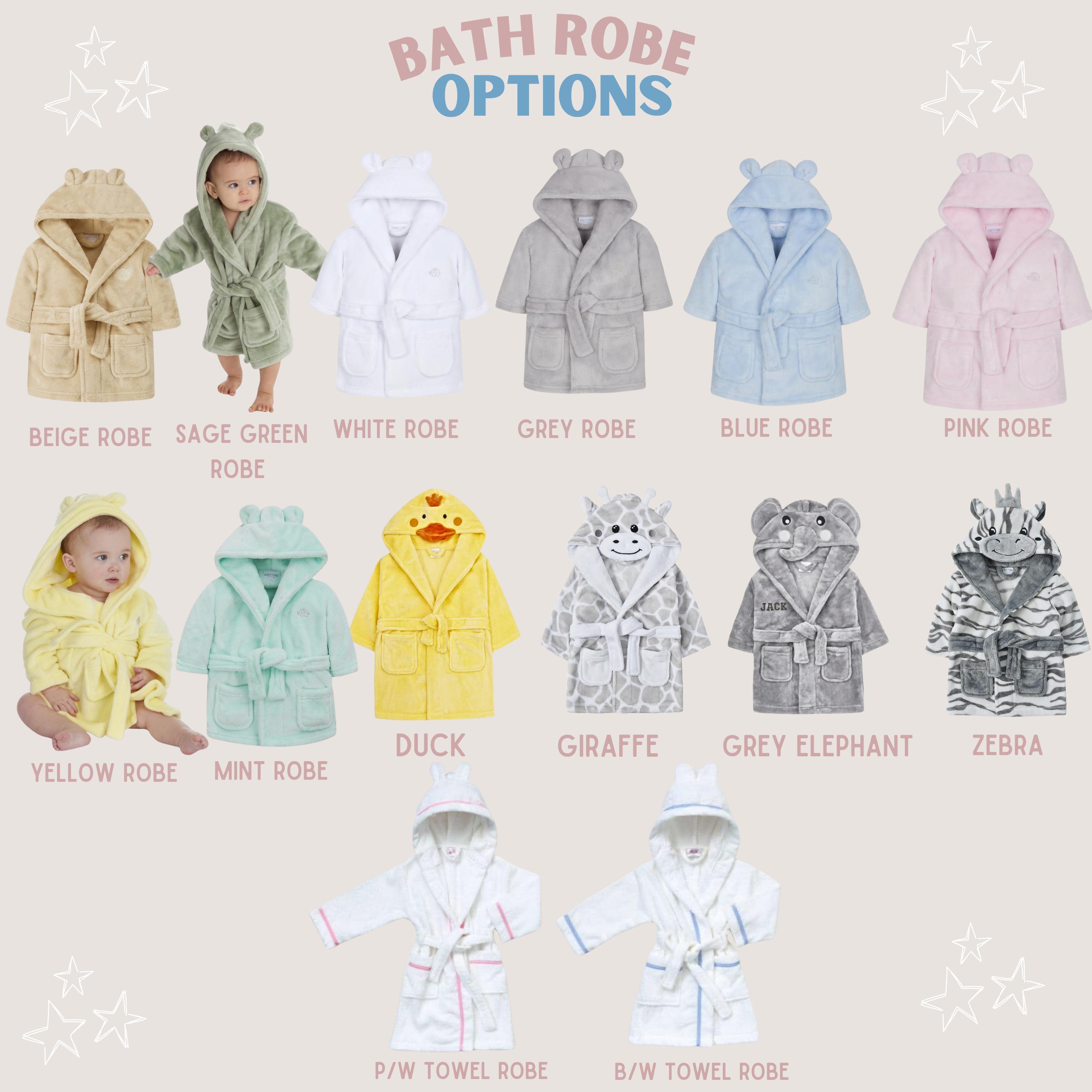 Personalised Bath Robe, Baby Hooded Dressing Gown, Children Fleece ...
