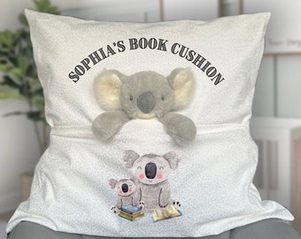 Personalized Children's Reading Cushion, Personalised Cushions for kids, Children's, Koala Soft toy Reading Gift, children's room decor